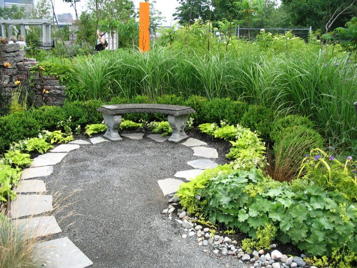 Wide Walk to a Bench Focal Point