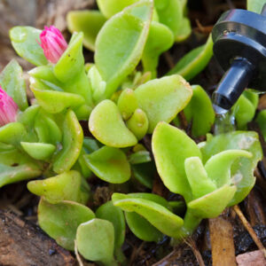 Close-up of drip point source irrigation