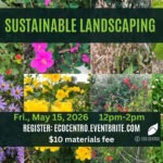 Event calendar entry for March 2026, showcasing a sustainable landscape class on the 15th