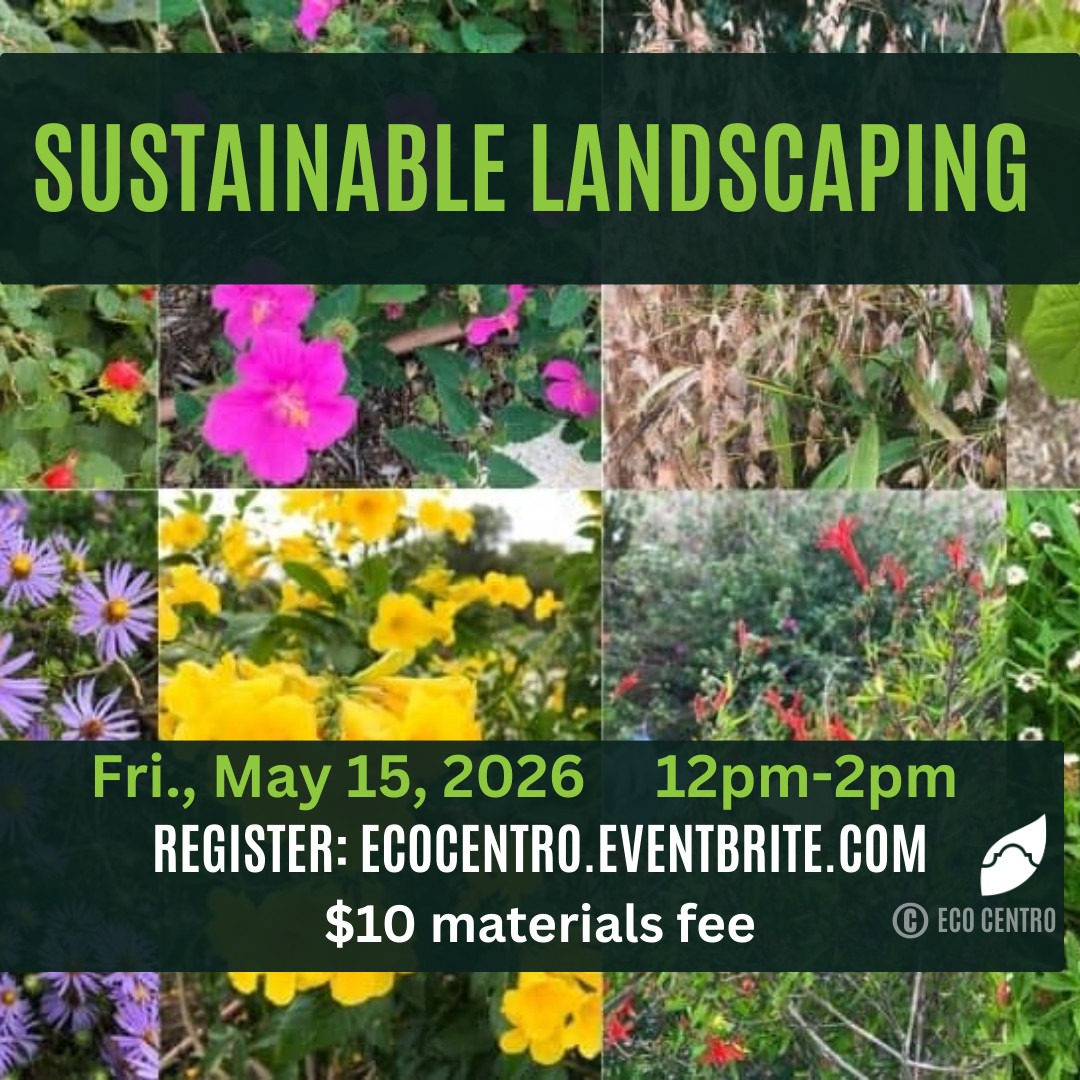 Event calendar entry for March 2026, showcasing a sustainable landscape class on the 15th