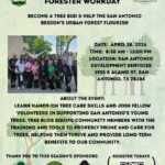 April calendar entry for Tree Buds workday on the 18th.