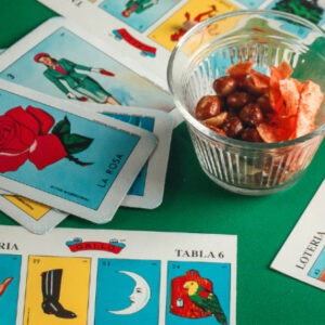 Photo of Lotería cards on a table