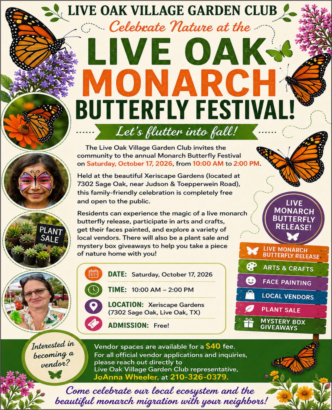 October calendar entry for Live Oak Village Garden Club on the 17th